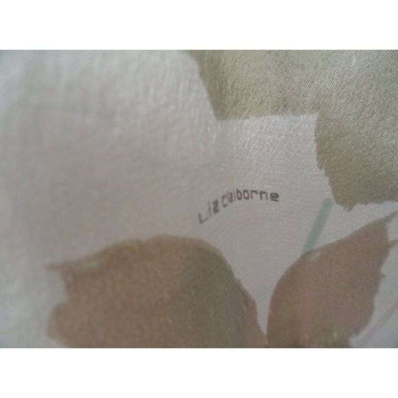Vtg 1970’s Liz Claiborne Silk Scarf Floral Pattern Rectangle Muted Green Pink - Picture 5 of 8